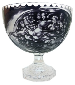 Luksusowa Czarna Misa Kryształowa – „Stworzenie Adama” (25 cm)