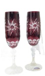 Rubinowe  kryształowe kieliszki do szampana 170ml Młynek Oliwka 2 szt