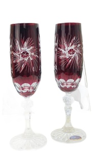 Rubinowe  kryształowe kieliszki do szampana 170ml Młynek Oliwka 2 szt