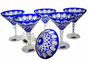 Kobaltowe kryształowe Martini 110 ml Krata Oliwka