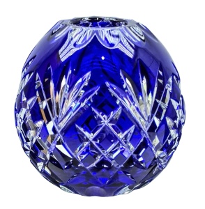 Kobaltowy kryształowy  świecznik 12 cm Ananas