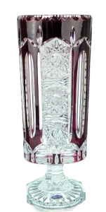 Rubinowy kryształowy wazon 30 cm Płaski-THC