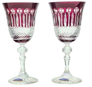 Rubinowe Kryształowe Kieliszki do Wina 170 ml – Wzór Francuski (Zestaw 2 szt.)