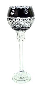 MaRika crystal Czarny kryształowy świecznik 34 cm Kratka