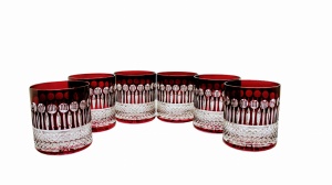 Rubinowe kryształowe szklanki do whisky 350ml Francuskie 6 sztuk