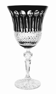 Czarne kryształowe kieliszki do wina 280 ml Francuskie, 6 sztuk