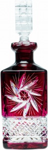 Rubinowa kryształowa karafka do Whisky  Młynek