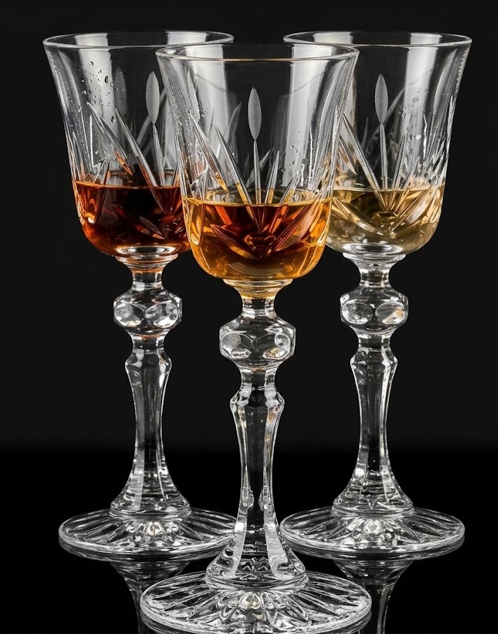 kryształowe kieliszki do nalewek i likierów
